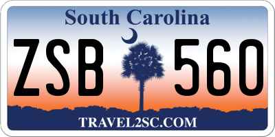 SC license plate ZSB560