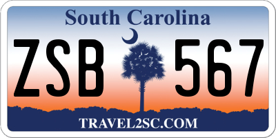SC license plate ZSB567