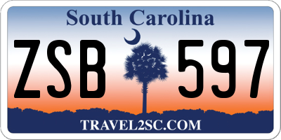 SC license plate ZSB597
