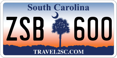 SC license plate ZSB600