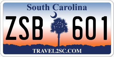 SC license plate ZSB601