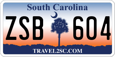 SC license plate ZSB604