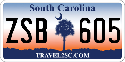 SC license plate ZSB605