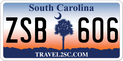 SC license plate ZSB606