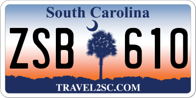 SC license plate ZSB610