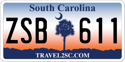 SC license plate ZSB611