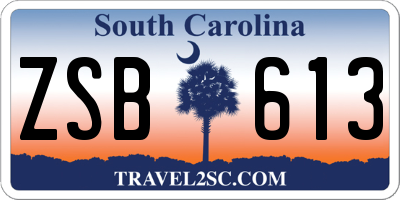 SC license plate ZSB613