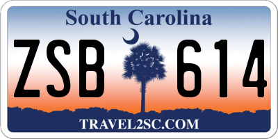 SC license plate ZSB614