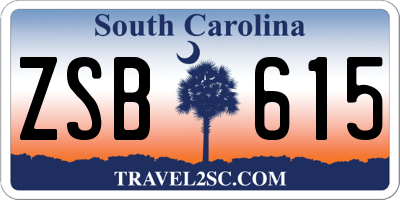SC license plate ZSB615