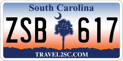 SC license plate ZSB617