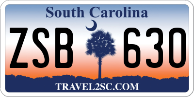 SC license plate ZSB630