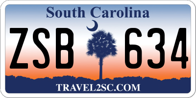 SC license plate ZSB634