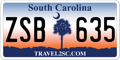 SC license plate ZSB635