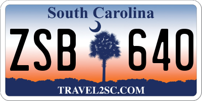 SC license plate ZSB640