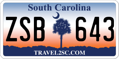 SC license plate ZSB643
