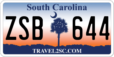 SC license plate ZSB644