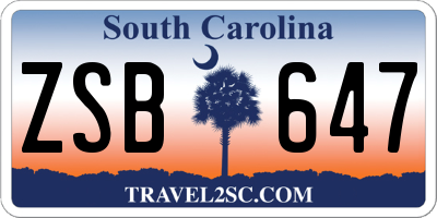 SC license plate ZSB647