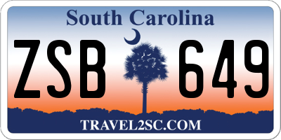 SC license plate ZSB649