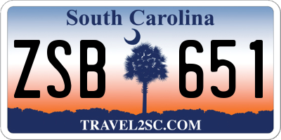 SC license plate ZSB651