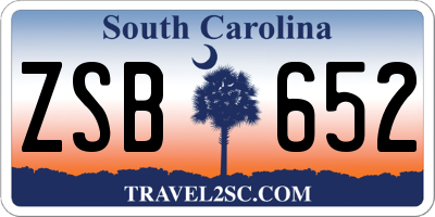 SC license plate ZSB652
