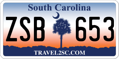 SC license plate ZSB653