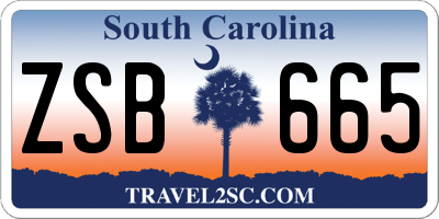 SC license plate ZSB665