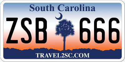SC license plate ZSB666