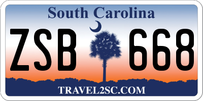 SC license plate ZSB668