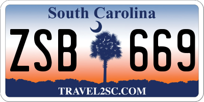 SC license plate ZSB669