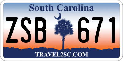 SC license plate ZSB671