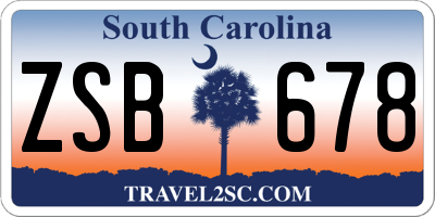 SC license plate ZSB678