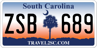 SC license plate ZSB689