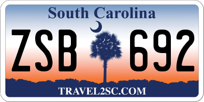 SC license plate ZSB692