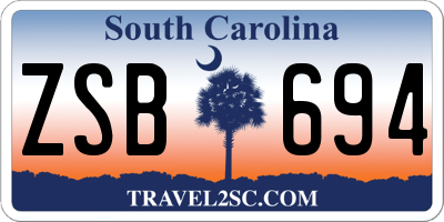 SC license plate ZSB694