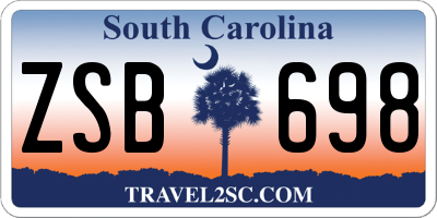 SC license plate ZSB698