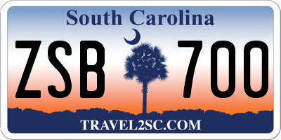 SC license plate ZSB700