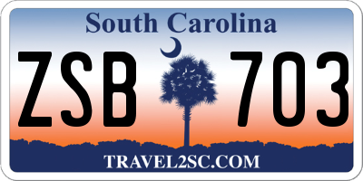 SC license plate ZSB703