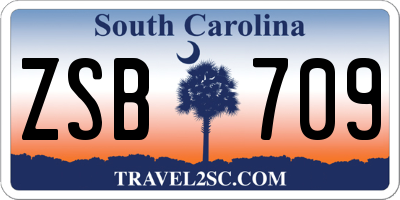 SC license plate ZSB709