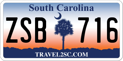 SC license plate ZSB716