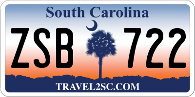 SC license plate ZSB722