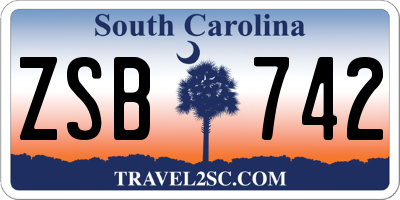 SC license plate ZSB742