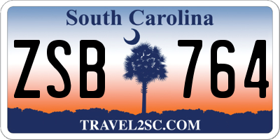 SC license plate ZSB764