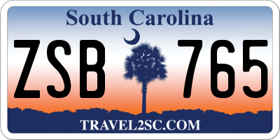 SC license plate ZSB765