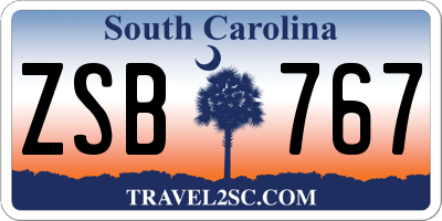 SC license plate ZSB767