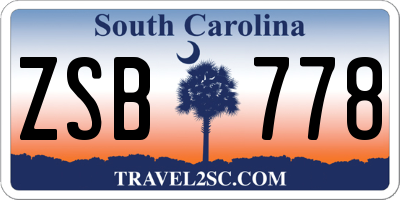 SC license plate ZSB778
