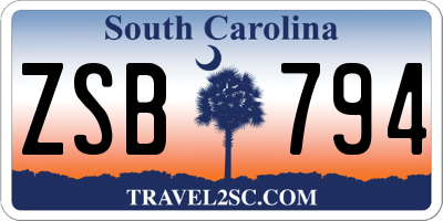 SC license plate ZSB794
