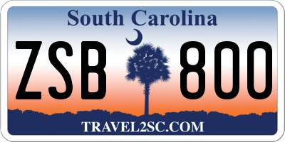 SC license plate ZSB800