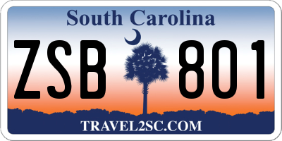 SC license plate ZSB801