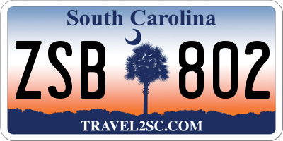 SC license plate ZSB802