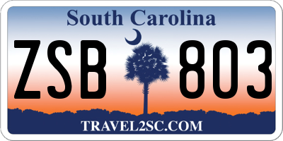 SC license plate ZSB803